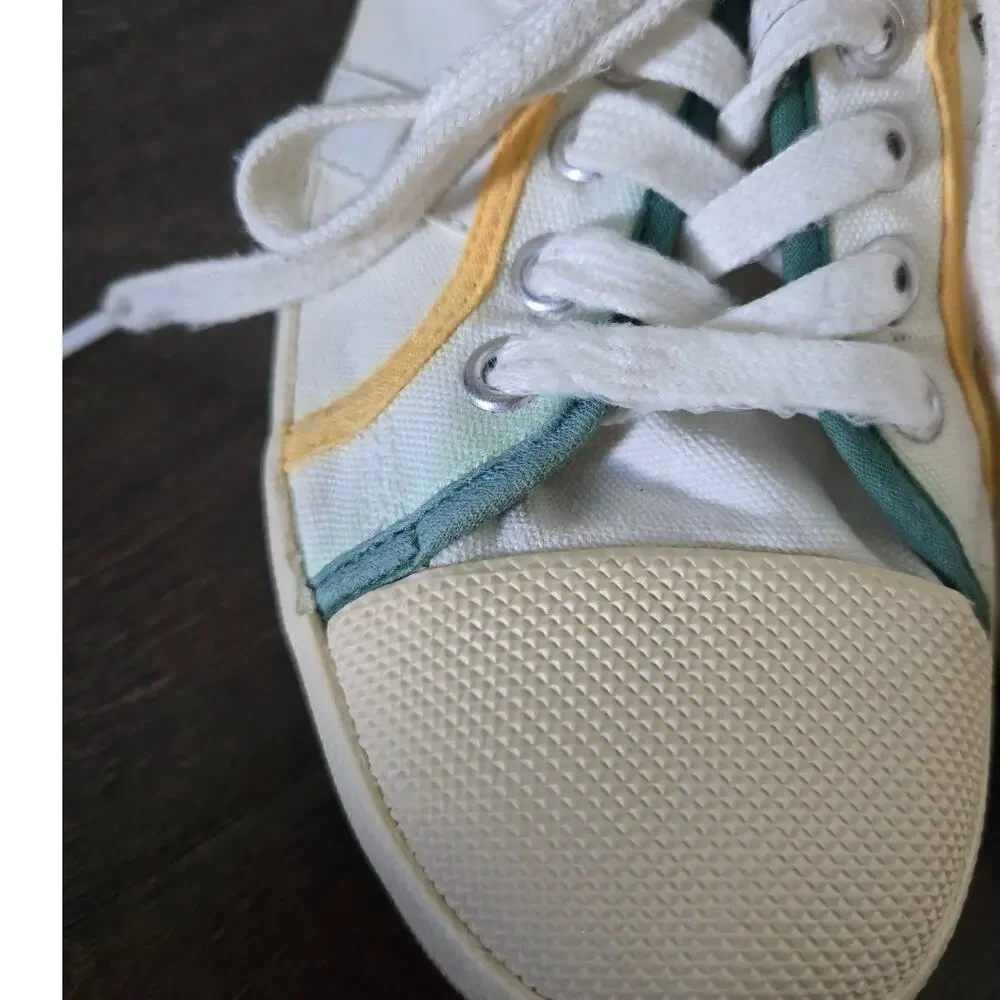 Gola Coaster Smash Canvas Sneakers White Green Yellow Women's Size 8
